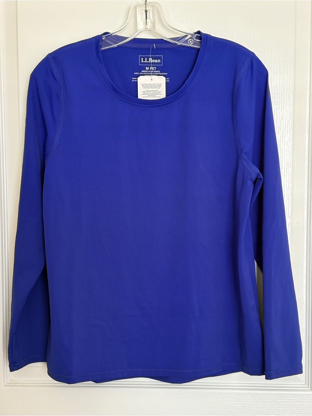 LL Bean Womens Sunblocking Swimwear Top Med Petite UPF 50 Rash Guard Long Sleeve